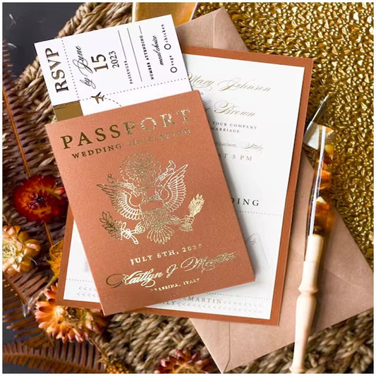 100 pcsCustomised Passport Boarding Pass Wedding Invitation Cards