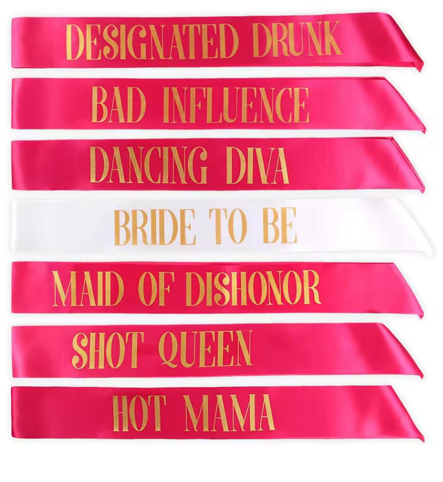 Funny Bride To Be Team Bride Sash Set for Wedding Bachelorette Party
