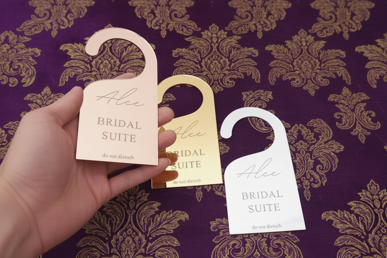 1 pcs Personalised bridal suite sign acrylic gold ,gold rose ,silver
