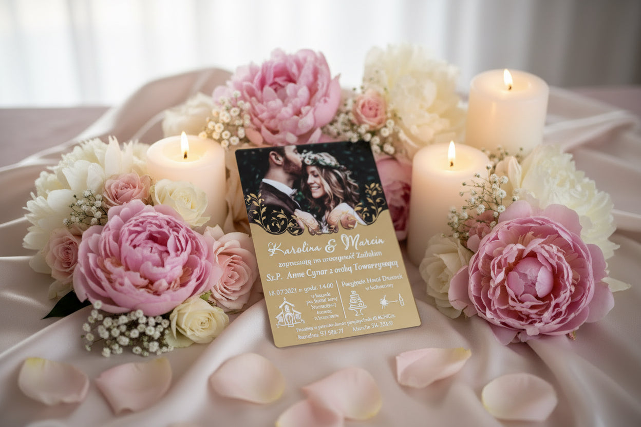 100 pcs Customised photo wedding acryl mirror look