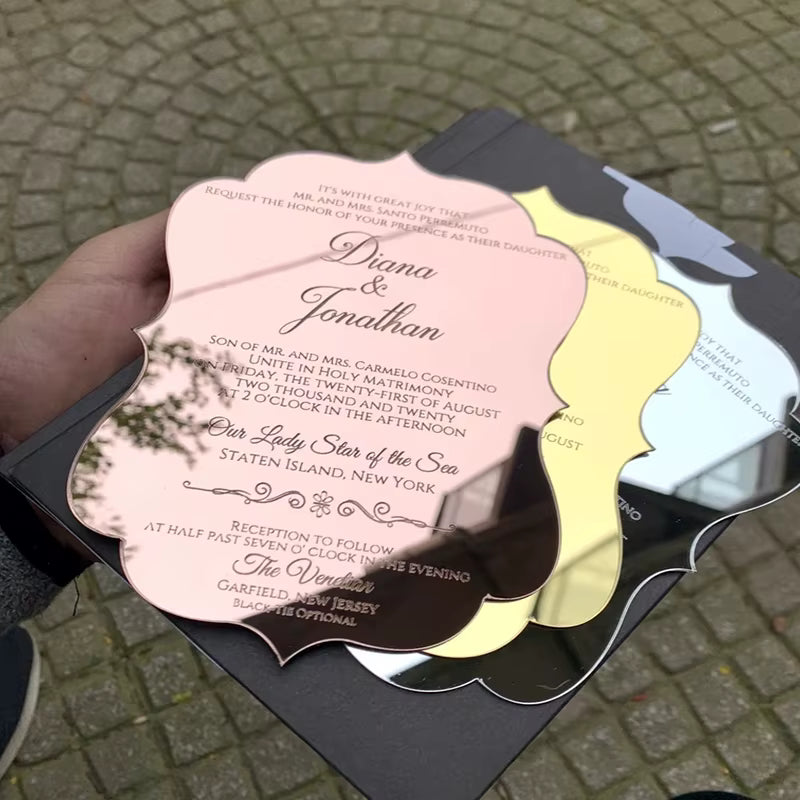 100 High-grade Mirror Acrylic Invitation Card for Wedding Custom Printing