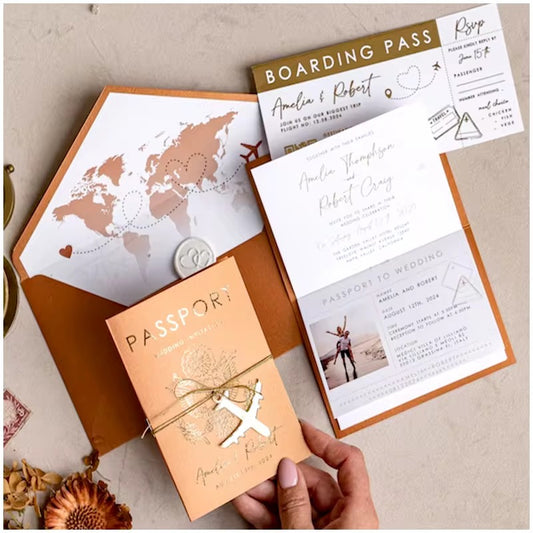 100 pcsCustomised Passport Boarding Pass Wedding Invitation Cards