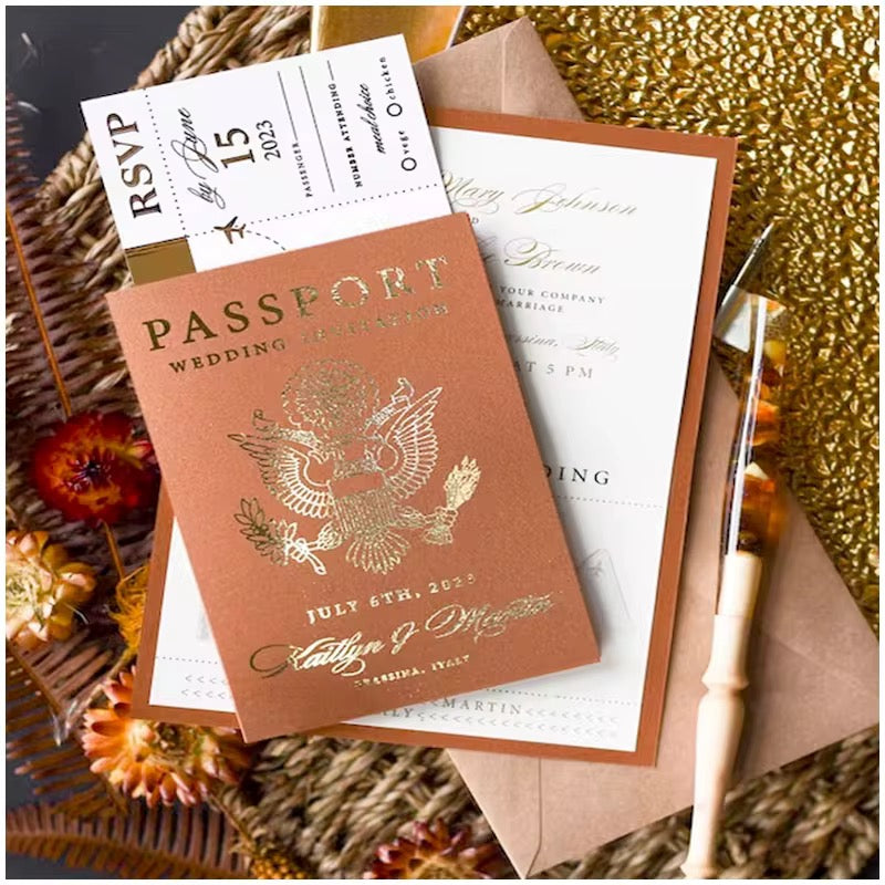 100 pcsCustomised Passport Boarding Pass Wedding Invitation Cards