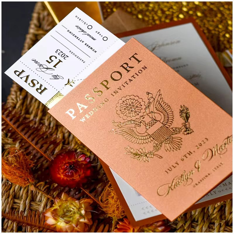 100 pcsCustomised Passport Boarding Pass Wedding Invitation Cards