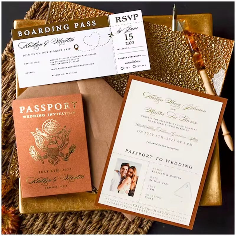 100 pcsCustomised Passport Boarding Pass Wedding Invitation Cards