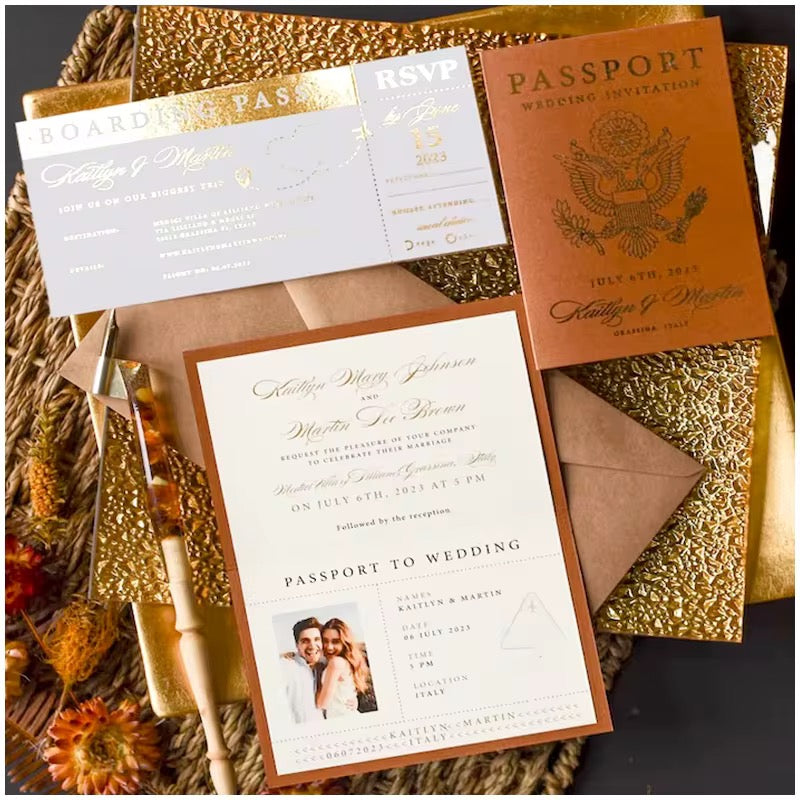 100 pcsCustomised Passport Boarding Pass Wedding Invitation Cards