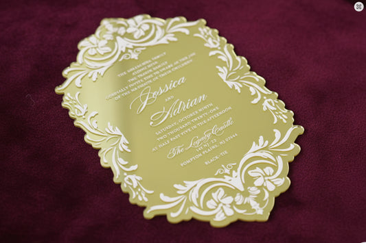 100 pcs Gold wedding invitation with monogram