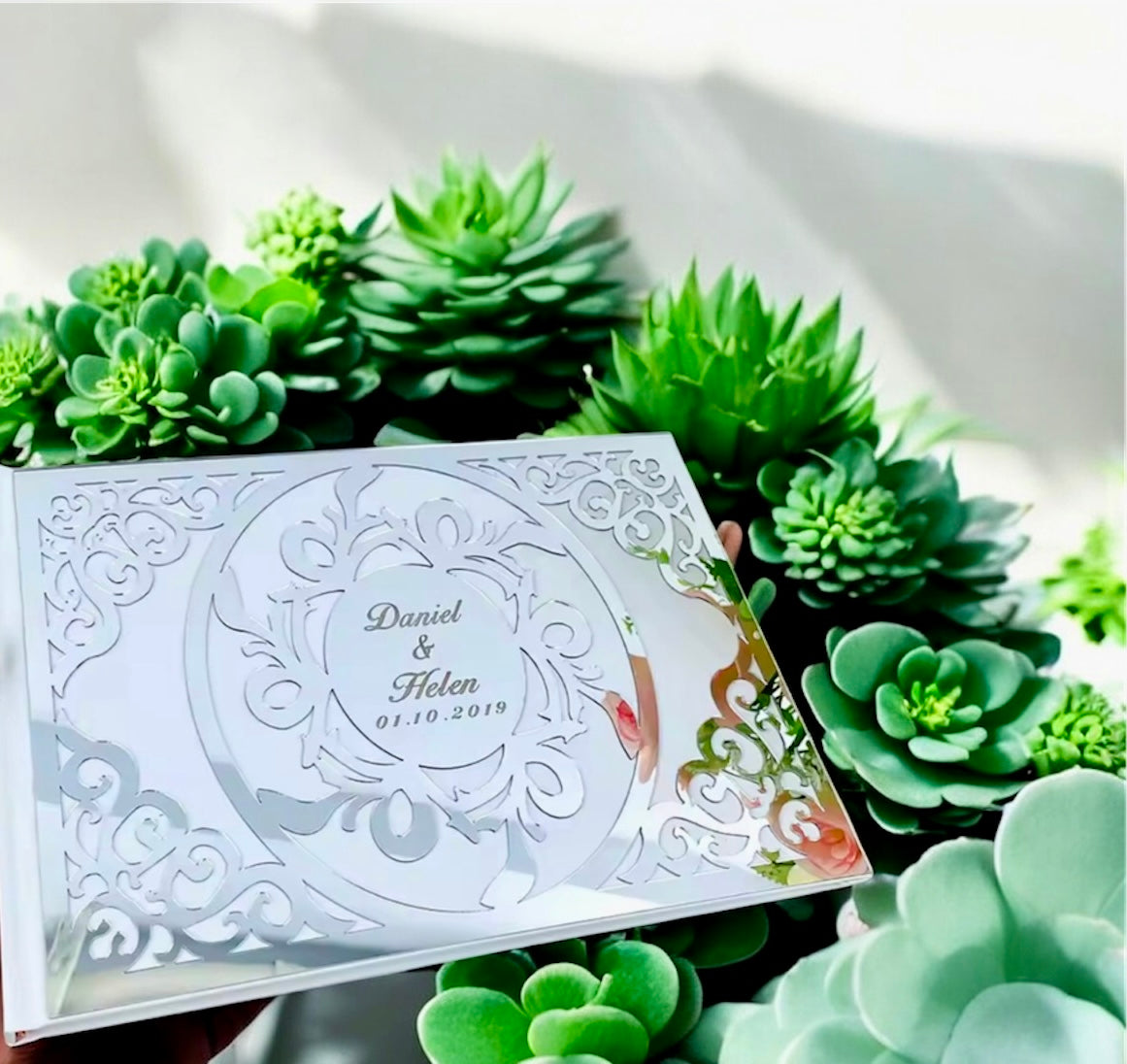 Personalized 25x18cm Wedding Custom Signature Guestbook Acrylic Mirror Cover