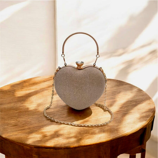 Heart Shaped Glitter Evening Clutch Bag